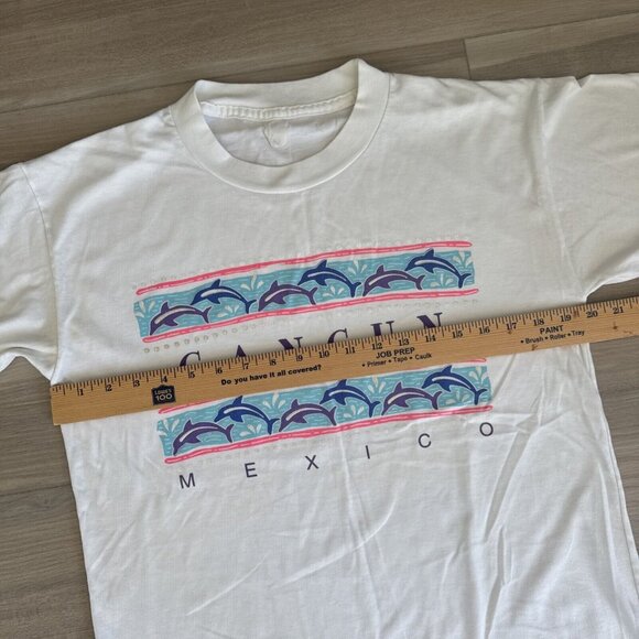Vintage 90’s Cancun Mexico Dolphins T Shirt Size Large Single‎ Stitch - Picture 5 of 8